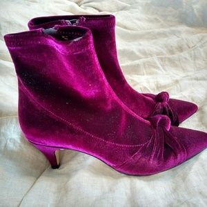 Velvet kitten-heel booties